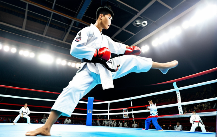 태권도 기술 심화 학습 - The Precision Strike**

**Prompt:** A dynamic, full-body shot of a Taekwondo athlete in their late t...