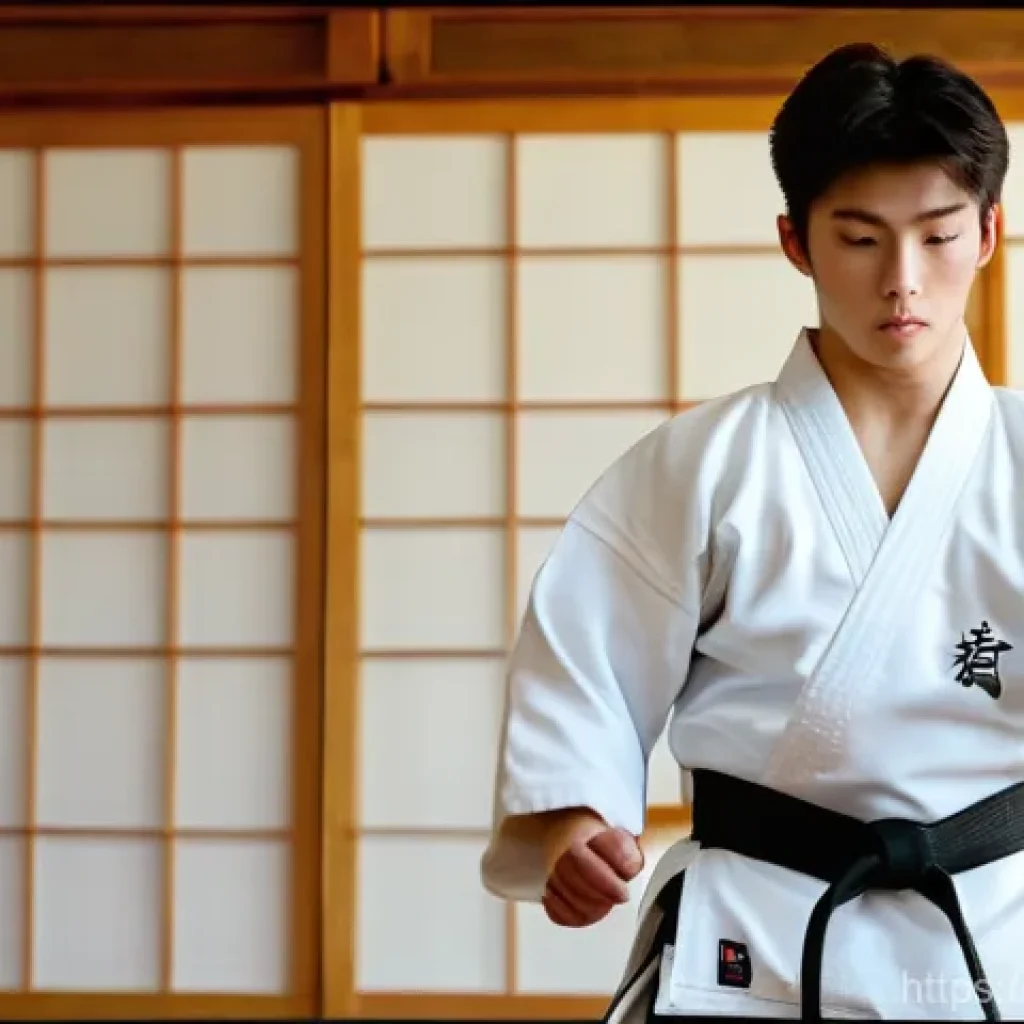 태권도 무기술 배우기 - **Prompt 1: Focused Nunchaku Training in a Dojo**
    "A male teenager, approximately 16 years old, ...