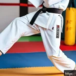 태권도 기초 수업 체크리스트 - A young Indian male Taekwondo practitioner in a clean, bright dojo, dressed in a high-quality white ...